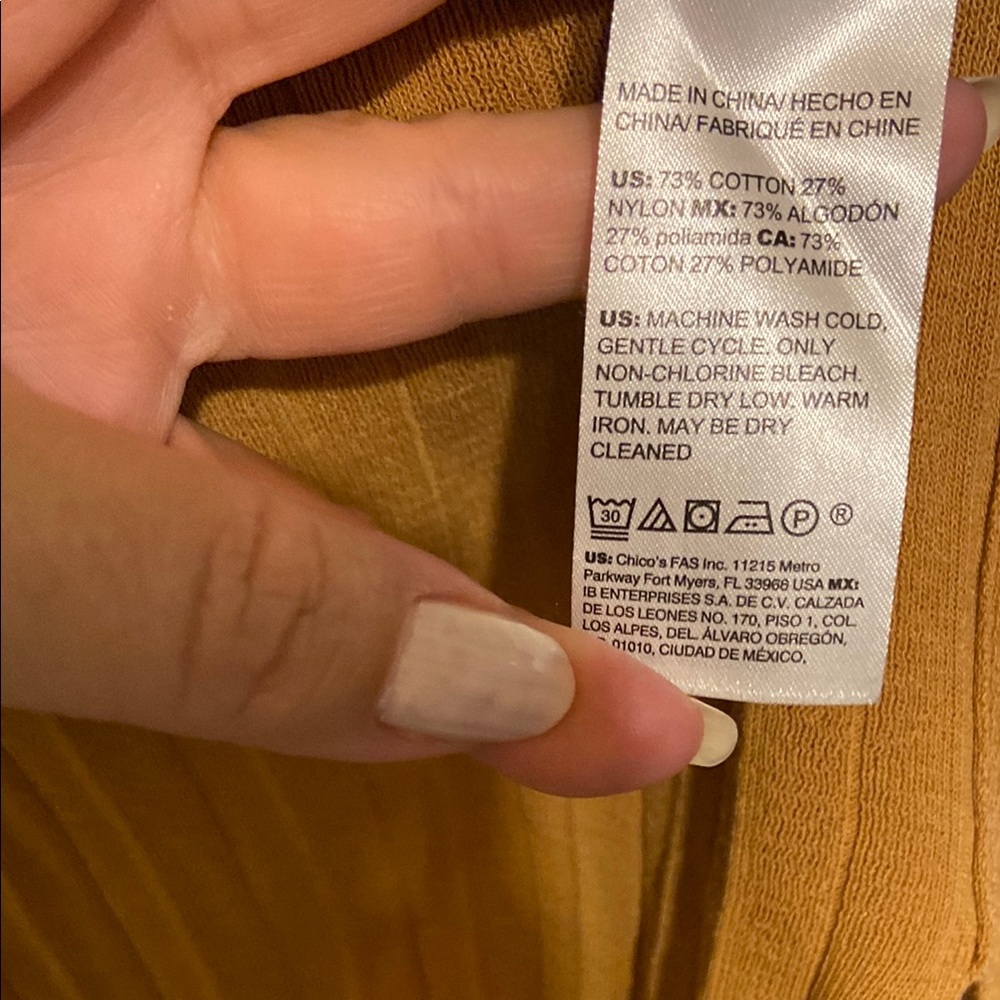 Chico's Mustard Cardigan Sweater - Picture 3 of 5